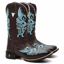 Bota Texana Feminina "Floral Azul" - Esporatto