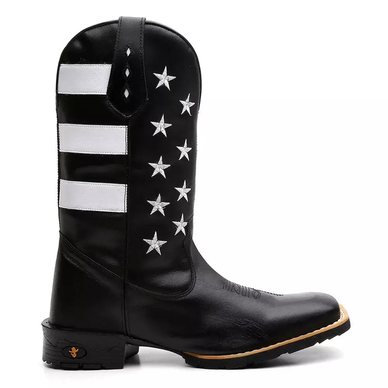 Bota Texana Masculina "Estados Unidos" Preta - Esporatto