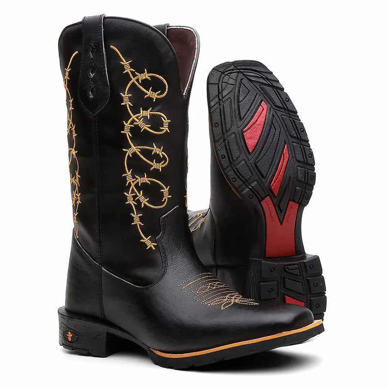 Bota Texana Masculina "Arame Dourado" - Esporatto